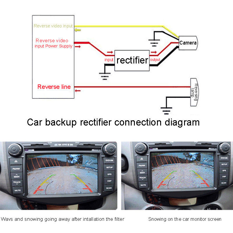 1pc 12V DC Power Relay Capacitor Filter Connector Rectifier for Car Rear View Backup Camera Rectifier Auto Car Camera Filter