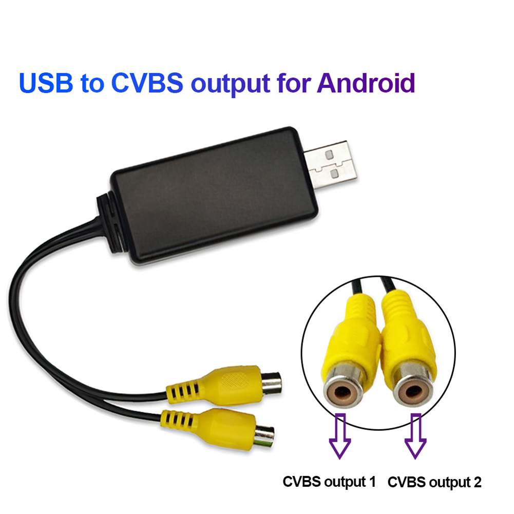 USB to CVBS Video output Adapter to RCA interface Cable usb input 2 ports video output to Car Radio Accessories Android TV Player